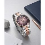 Slazenger Erkek Kol Saati Paslanmaz Çelik Çift Renk Rose Gold-Gümüş Kordon Koyu Kahverengi Kadran Otomatik 10 Atm - Rose Gold - Gümüş