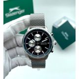 Slazenger Erkek Yeni Sezon Hasır Kordonlu Gümüş Içi Siyah Renk Orjinal Kol Saati + Bileklik Hediyeli - Beyaz - Gümüş