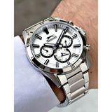 Slazenger Fonksiyonlu 5 Atm Su Geçirmez Gümüş Renk Çelik Kordon Erkek Kol Saati 2421.01 - Beyaz