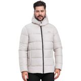 Slazenger GANEA IN Büyük Beden Erkek Kapüşonlu Şişme Bej Mont & Kaban