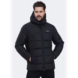 Slazenger GANEA IN Büyük Beden Erkek Kapüşonlu Şişme Siyah Mont & Kaban