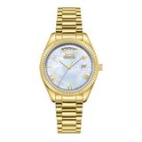SLAZENGER, GOLD ÇELİK KASA, GÜMÜŞ ÇELİK KADRAN, GOLD ÇELİK KORDON, MULTİFONKSİYON, QUARTZ, 35MM, 3ATM, KADIN KOL SAATİ, SL.09.2338.4.11