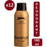 Slazenger Gold Deodorant Sprey Erkekler İçin Odunsu Koku 150 ml 12 Adet