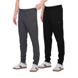 Slazenger GRIET 2 Lİ SET Erkek Fermuar Cepli Dar Paça Siyah - Koyu Gri Eşofman Altı