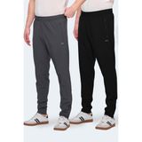 Slazenger GRIET 2 Lİ SET Erkek Fermuar Cepli Siyah - Koyu Gri Eşofman Altı