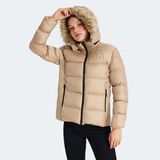 Slazenger GUEST Kadın Kapüşonlu Şişme Vizon Mont & Kaban - XL