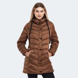Slazenger GWEN Kadın Kapüşonlu Şişme Taba Mont & Kaban - 2XL - Kahverengi