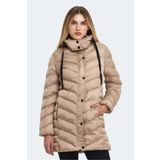 Slazenger GWEN Kadın Kapüşonlu Şişme Vizon Mont & Kaban