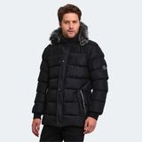 Slazenger HECK Erkek Kapüşonlu Şişme Siyah Mont & Kaban - 2XL