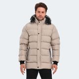 Slazenger HECK Erkek Kapüşonlu Şişme Taş Gri Mont & Kaban