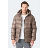 Slazenger Hoot Erkek Kapüşonlu Şişme Kahve Mont & Kaban - 2XL - Kahverengi