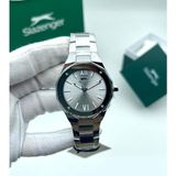 Slazenger Kadın Yeni Sezon Çelik Kordon Gümüş Renk Kenar Işlemeli Taşlı Orjinal Kol Saati + Bileklik Hediyeli - Beyaz - Gümüş