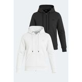 Slazenger KATYA 2 li set Kadın Fermuarlı Kapüşonlu Cepli Beyaz - Siyah Sweatshirt