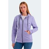 Slazenger KATYA Kadın Fermuarlı Kapüşonlu Cepli Lila Sweatshirt