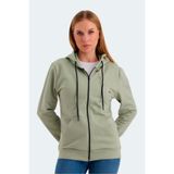 Slazenger KATYA Kadın Fermuarlı Kapüşonlu Cepli Yeşil Sweatshirt