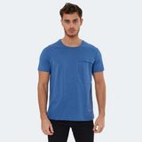 Slazenger KAURI IN Erkek Indigo Tişört - Beyaz - Siyah - Mavi