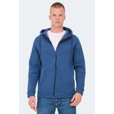 Slazenger KAZUE I Erkek Fermuarlı Kapüşonlu Cepli Indigo Sweatshirt