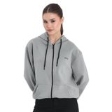 Slazenger KIMBERLEY IN Kadın Fermuarlı Kapüşonlu Cepli Gri Sweatshırt
