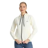 Slazenger KINET IN Kadın Fermuarlı Kapüşonlu Cepli Ekru Sweatshırt