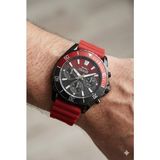 Slazenger Kırmız Renk Spor Erkek Kol Saati | 44MM Siyah Kasa, Kırmızı Silikon Kordon, Multifonksiyon