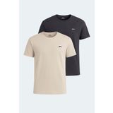 Slazenger KRATER 2 li Set Erkek Tişört Bej - Koyu Gri