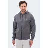 Slazenger MAJESTIC I Erkek Fermuarlı Kapüşonlu Cepli Gri Sweatshırt