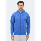 Slazenger MAJESTIC I Erkek Fermuarlı Kapüşonlu Cepli Indigo Sweatshırt