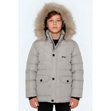Slazenger NAPOLI Unisex Çocuk Kapüşonlu Şişme Gri Mont & Kaban - 9