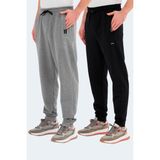 Slazenger Navdeep 2 Li Set Erkek Cepli Siyah - Koyu Gri Eşofman Altı