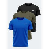 Slazenger ODALIS 3 LÜ SET Erkek SİYAH - HAKİ - SAKSMAVİ Tişört