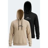 Slazenger Onca 2 Li Set Erkek Sweatshırt - M - Siyah - Bej