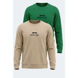 Slazenger Ortwın 2 Li Set Erkek Sweatshırt - M - Beyaz - Yeşil