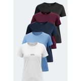 Slazenger Paytons 5 Li Set Kadın Tişört - 2XL - Çok Renkli