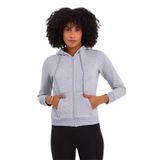 Slazenger PEMA I Kadın Fermuarlı Kapüşonlu Cepli Gri Sweatshirt