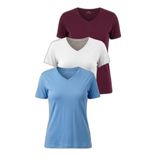 Slazenger PERICAS 3 lü Set Kadın Ekru - Mürdüm - Mavi Tişört