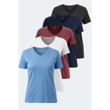 Slazenger Perıcas 5 Li Set Kadın Ekru - Koyu Gri - Siyah - Mürdüm - Bordo Tişört - Ekru - Siyah - Koyu Gri - Bordo