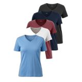 Slazenger PERICAS 5 li Set Kadın Ekru - Siyah - Koyu Gri - Bordo - Mavi Tişört