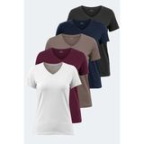 Slazenger Perıcas 5 Li Set Kadın Tişört - Çok Renkli