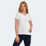 Slazenger PERICAS Kadın V Yaka Ekru Tişört - XL