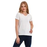 Slazenger PERICAS Kadın V Yaka Ekru Tişört