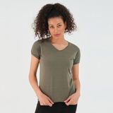 Slazenger PLAY Kadın V Yaka Haki Tişört - M - Yeşil