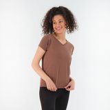 Slazenger PLAY Kadın V Yaka Kahve Tişört - Kahverengi - M
