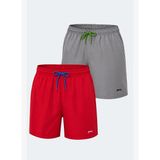 Slazenger Reno 2 Li Set Erkek Cepli Deniz Şortu Şort - Gri - Kırmızı