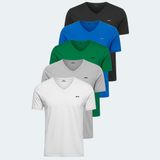 Slazenger Rıvaldo 5 Li Set Erkek Tişört - M - Beyaz - Siyah - Gri - Yeşil - Saks Mavi