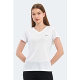Slazenger RIVE Kadın V Yaka Beyaz Tişört