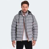 Slazenger SALINE Erkek Kapüşonlu Şişme Gri Mont & Kaban - 2XL