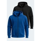 Slazenger SAMSON 2 li set Erkek Fermuarlı Kapüşonlu Cepli Sweatshırt