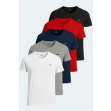Slazenger SANDER KTN 5 li Set Erkek Tişört Beyaz - Gri - Siyah - Lacivert - Kırmızı