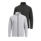 Slazenger SANSA 2 Lİ SET Erkek Fermuarlı Dik Yaka Cepli Gri - Koyu Gri Polar
