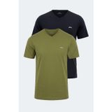 Slazenger SARGON 2 li Set Erkek Haki - Lacivert Tişört